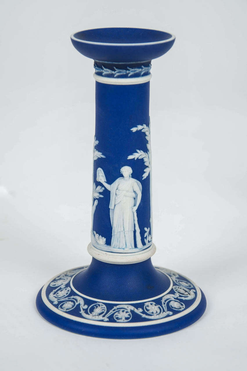 PAIR of Wedgwood JASPERWARE, Candleholders or Candlesticks, Mid 19th Century In Excellent Condition In Lincoln, Lincolnshire