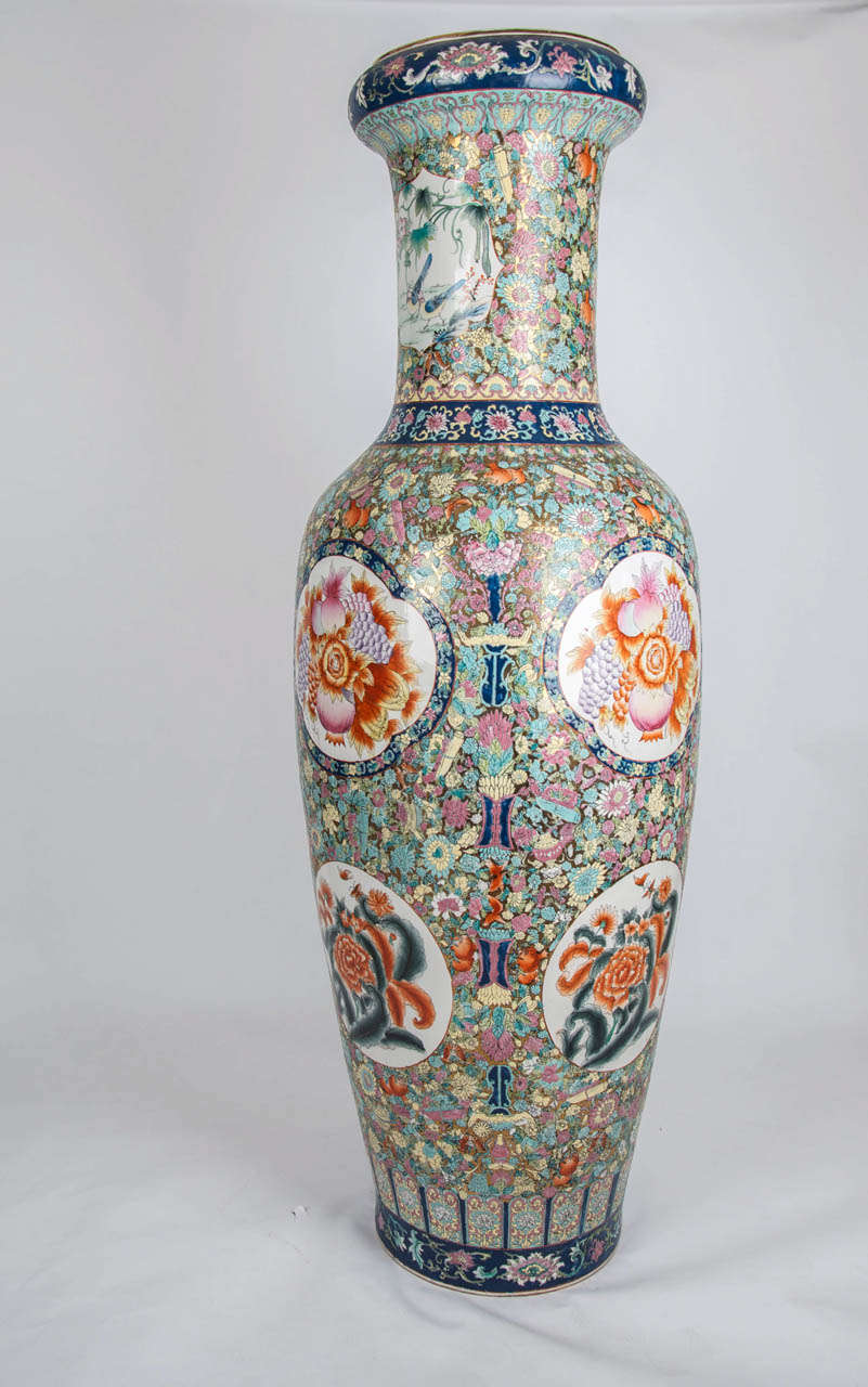 Chinese Superb Pair, Very Tall CHINESE, Porcelain, PALACE FLOOR VASES,  C 1930's