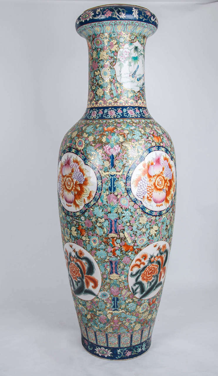 Superb Pair, Very Tall CHINESE, Porcelain, PALACE FLOOR VASES,  C 1930's In Excellent Condition In Lincoln, Lincolnshire
