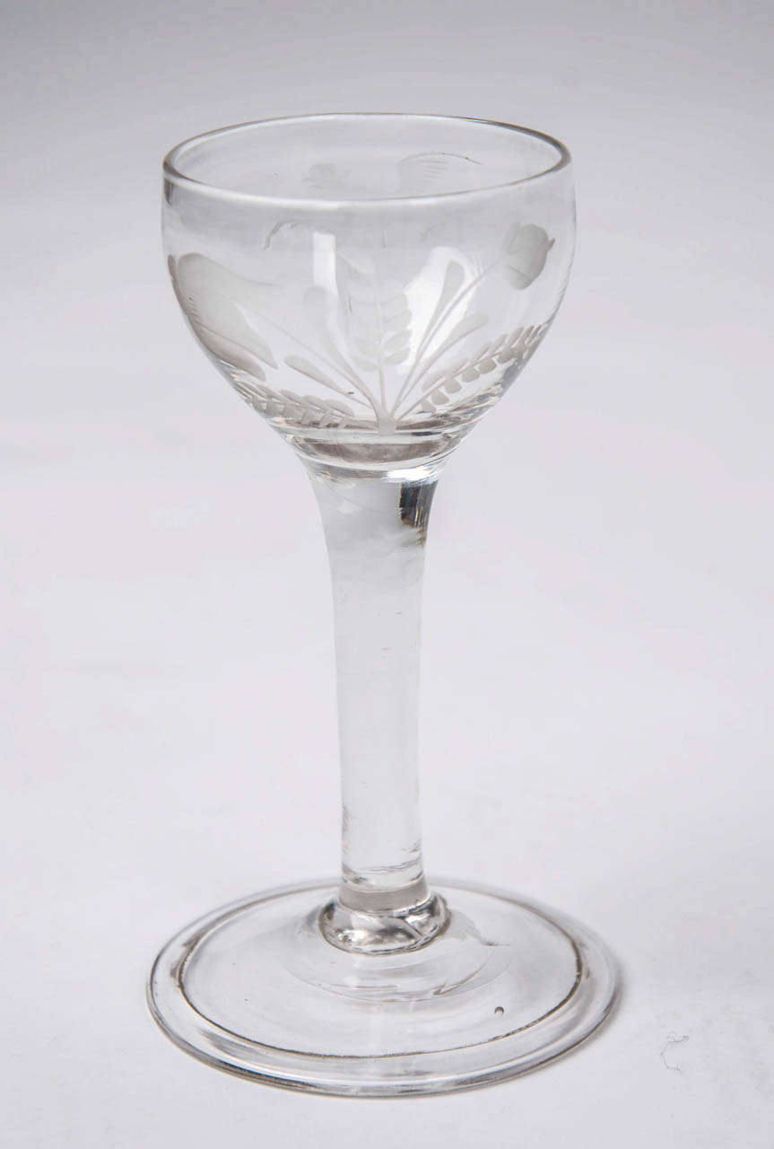 II, MEAD Drinking GLASS, English. Hand blown,"Jacobite Symbols