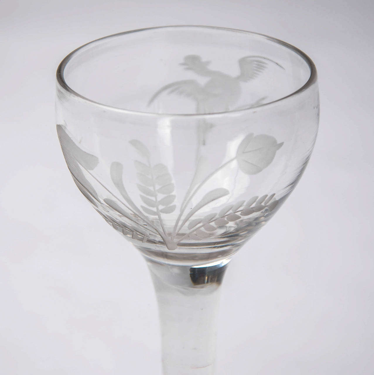 II, MEAD Drinking GLASS, English. Hand blown,"Jacobite Symbols
