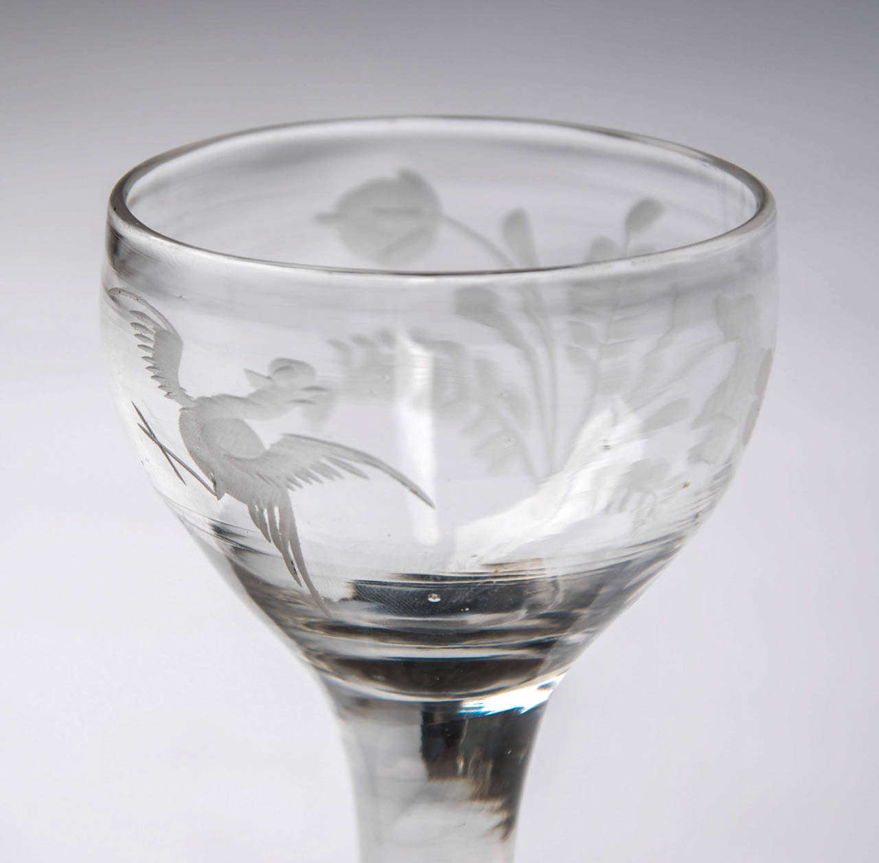 II, MEAD Drinking GLASS, English. Hand blown,"Jacobite Symbols