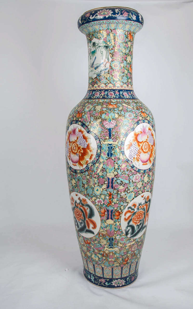 Superb Pair, Very Tall CHINESE, Porcelain, PALACE FLOOR VASES, C 1930's at 1stdibs
