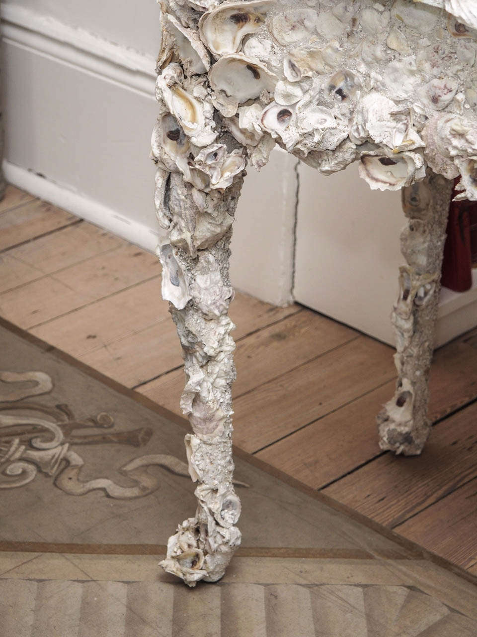 Contemporary Unique Oyster Shell Console Table