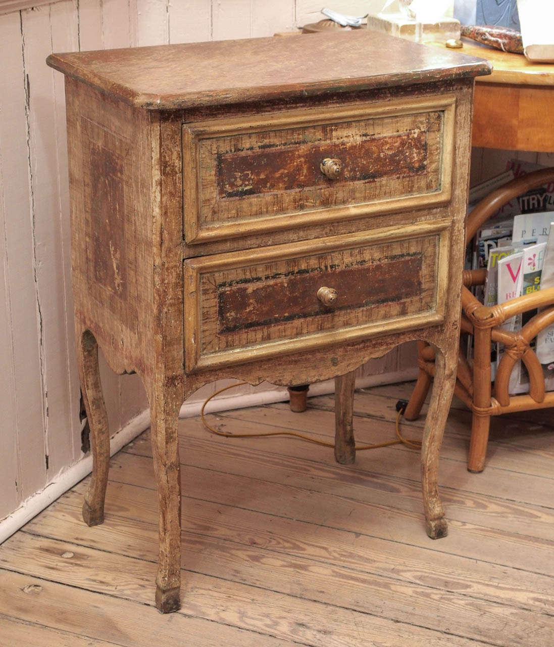 Louis XV Small Painted Commode with Two Drawers