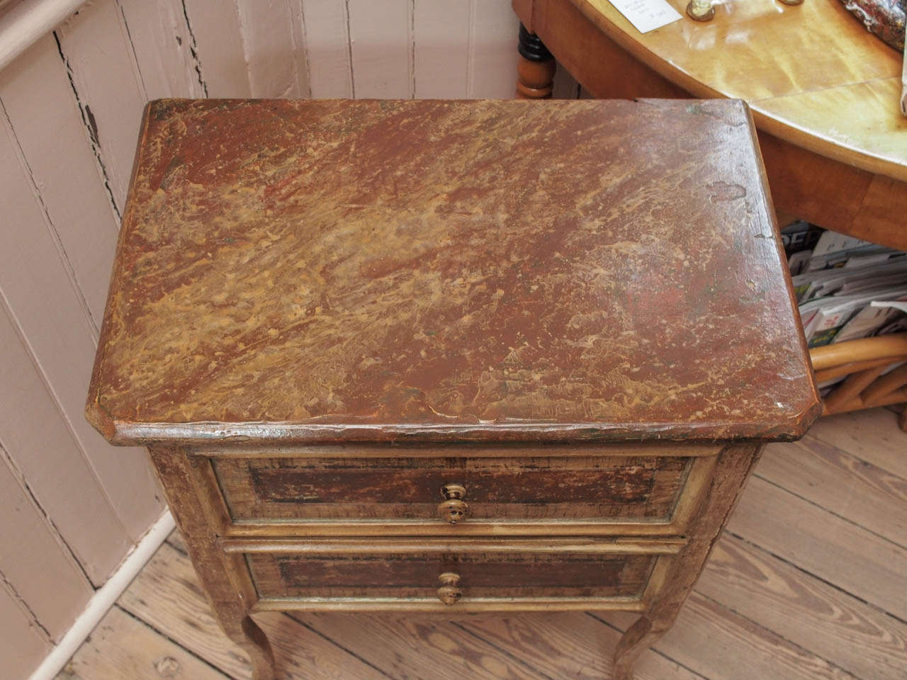 French Small Painted Commode with Two Drawers