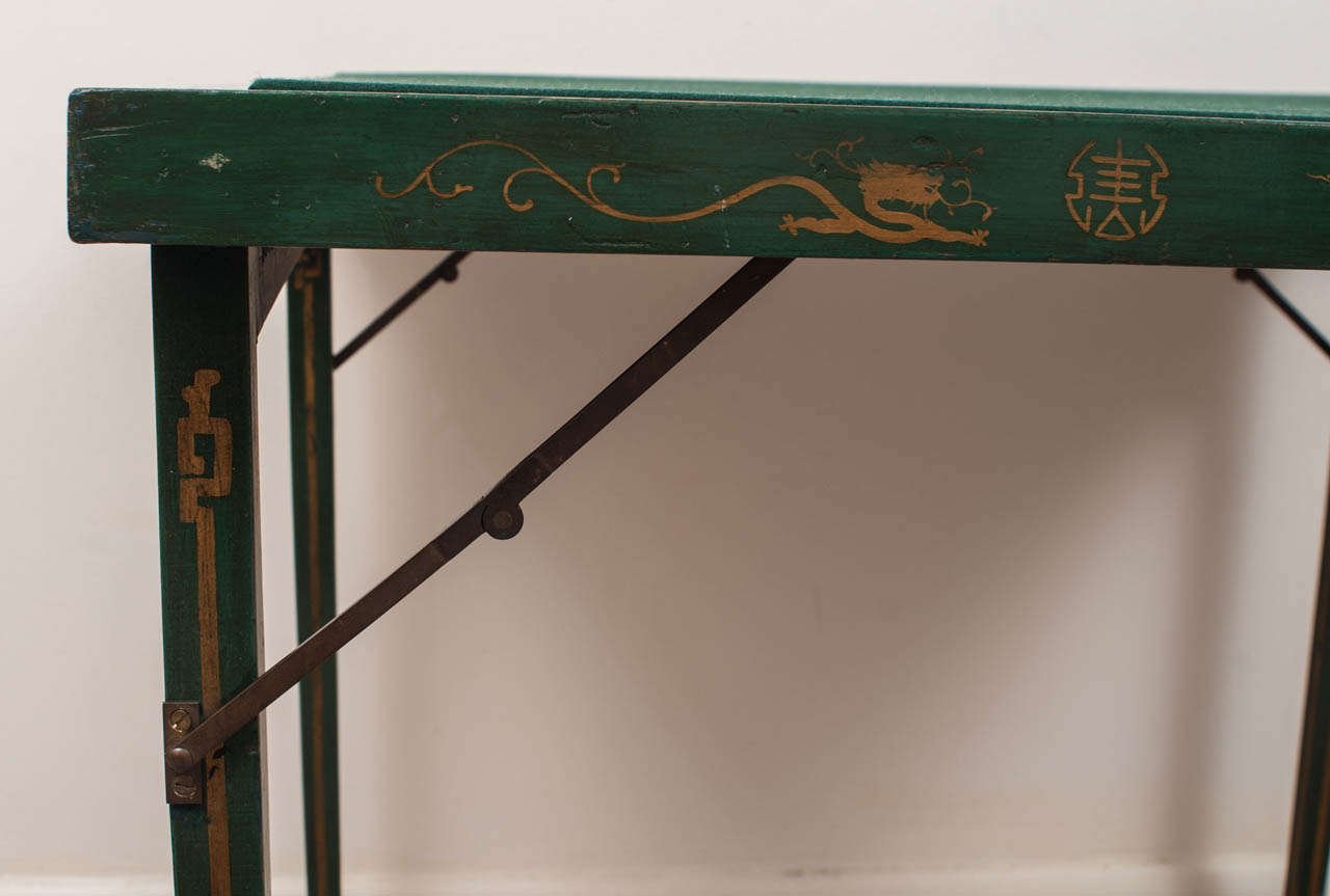 A Chinoiserie Green Lacquer Card Table 1
