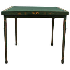 A Chinoiserie Green Lacquer Card Table