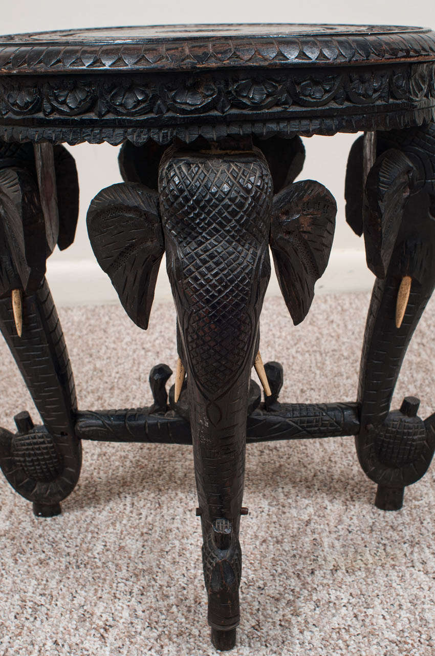 19th Century Anglo-Indian Ebonized Teak Elephant Side Table 2