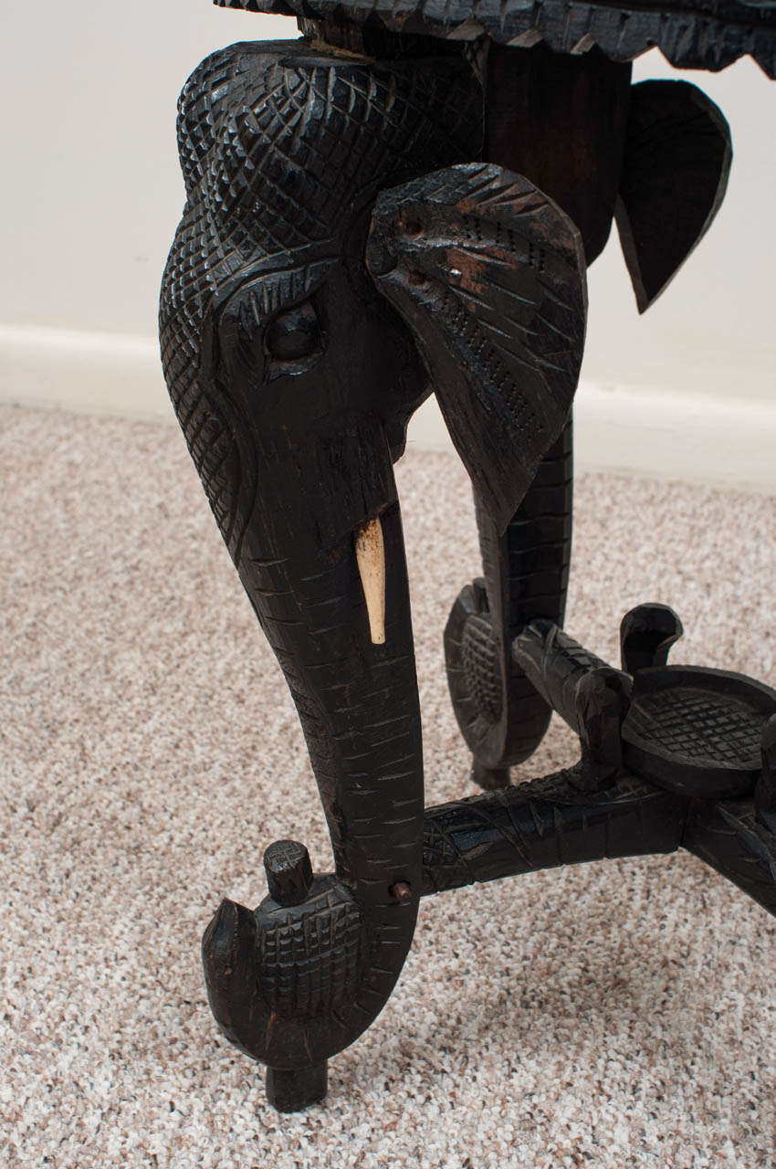 19th Century Anglo-Indian Ebonized Teak Elephant Side Table 3