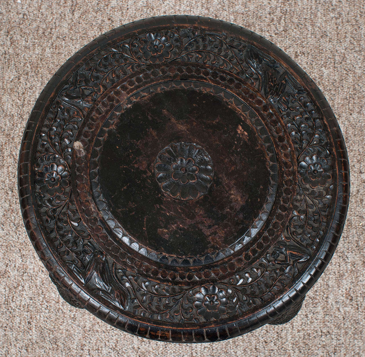 19th Century Anglo-Indian Ebonized Teak Elephant Side Table 4