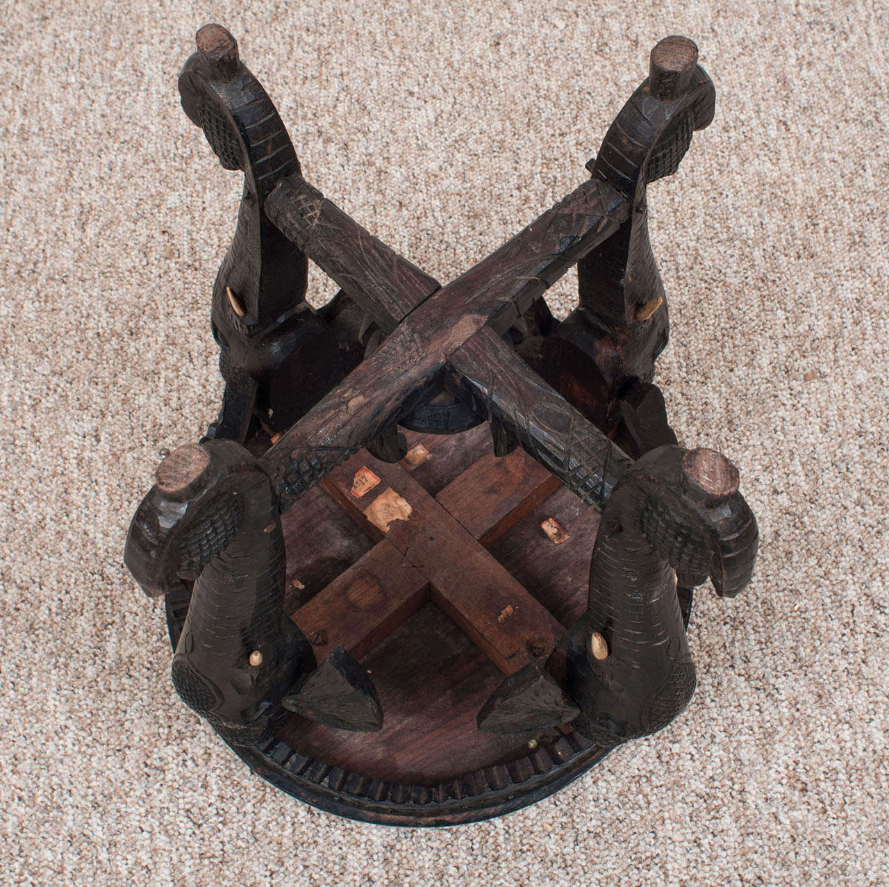 19th Century Anglo-Indian Ebonized Teak Elephant Side Table 5