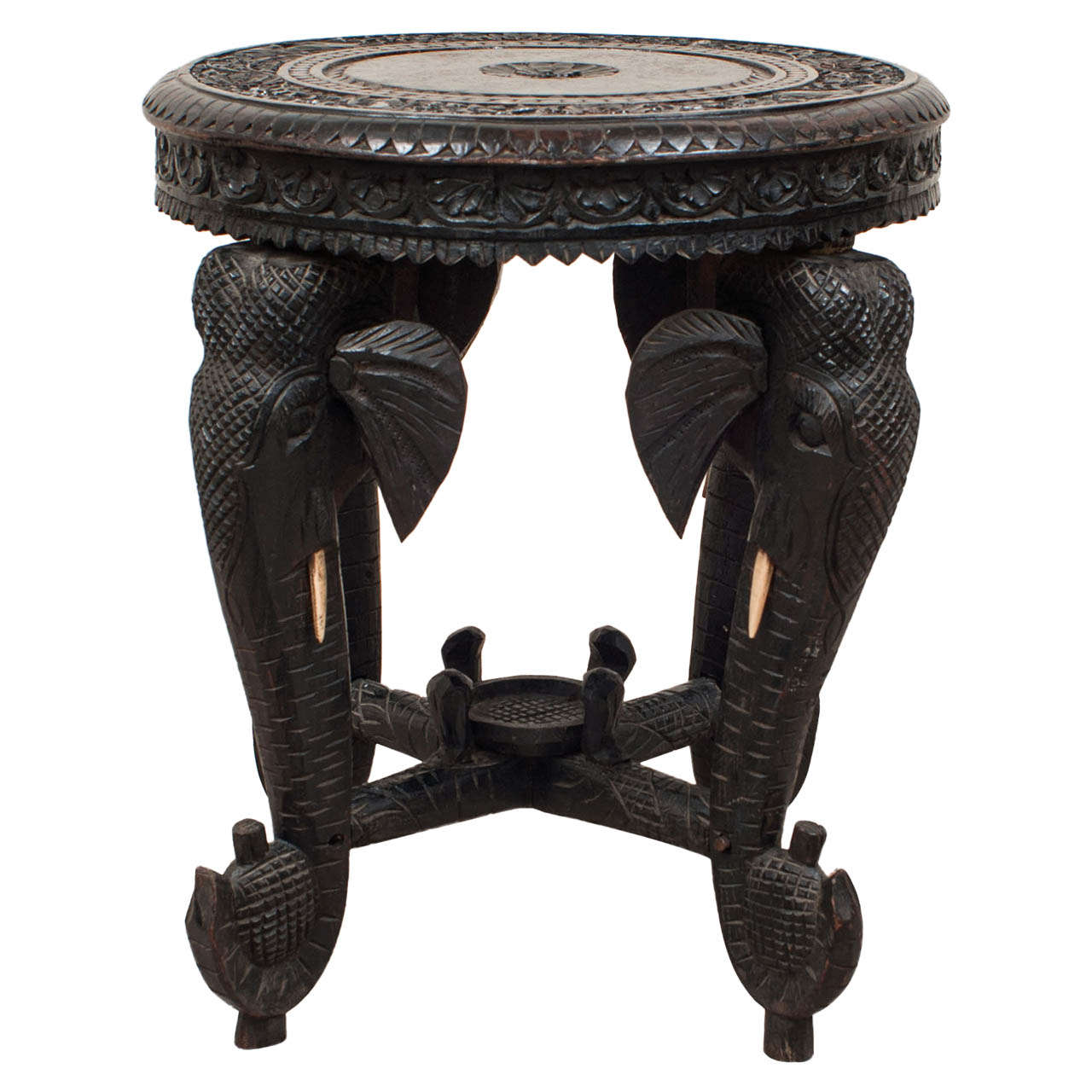 19th Century Anglo-Indian Ebonized Teak Elephant Side Table