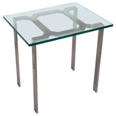 A Glass and Chrome-Plated Brass Side Table by Jay Spectre