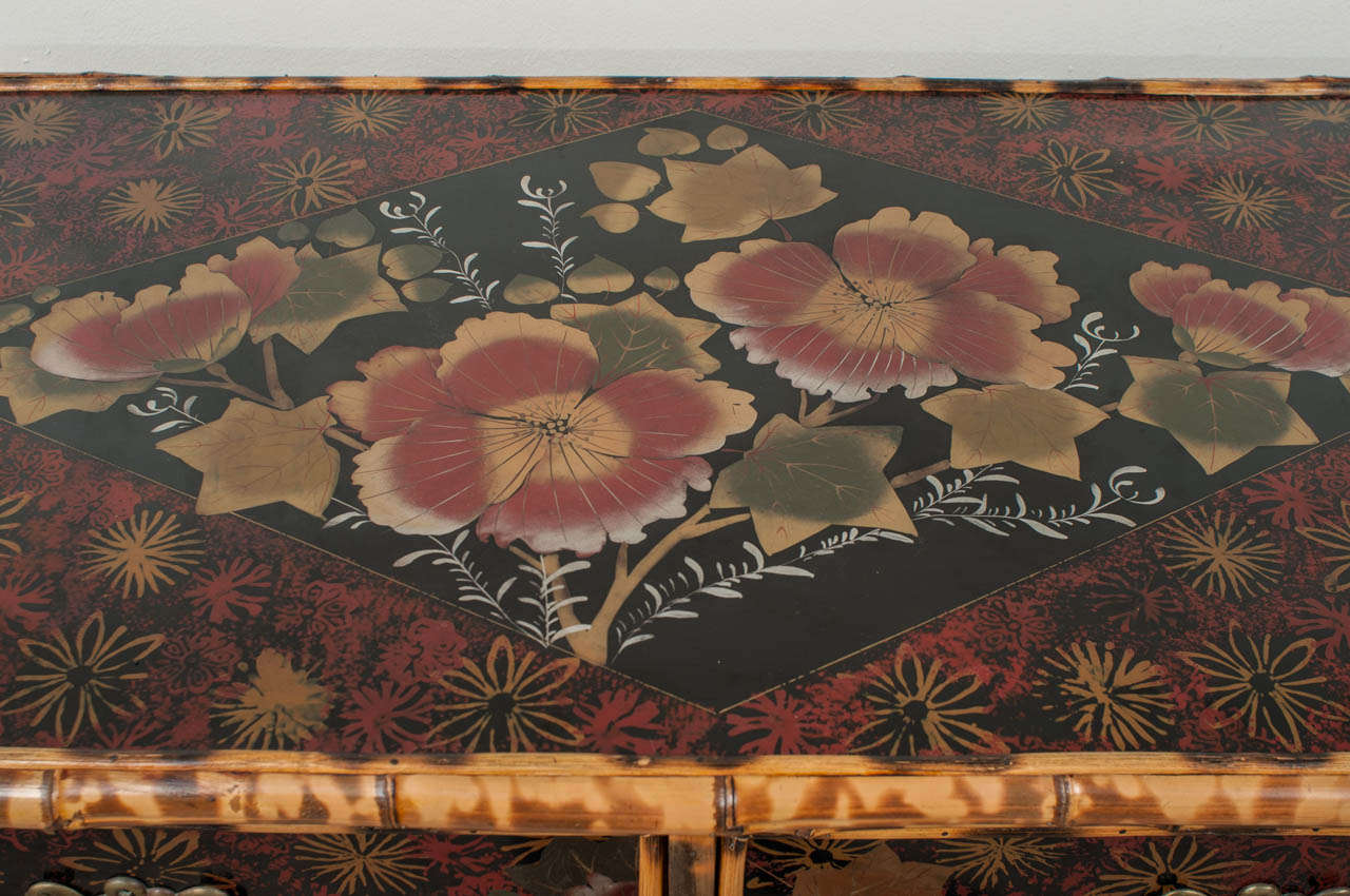 British 19th Century English Bamboo and Lacquer Chest of Drawers