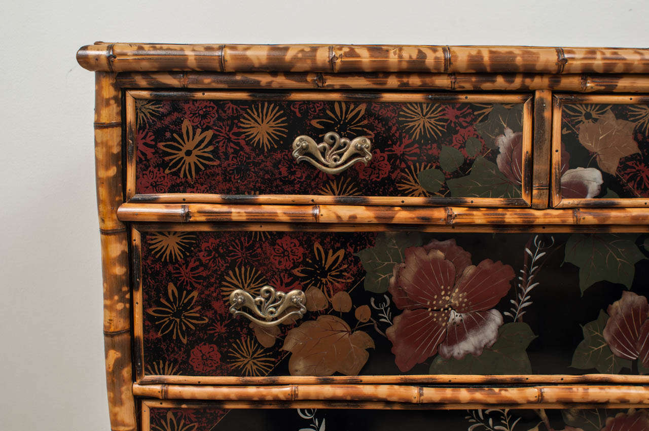 19th Century English Bamboo and Lacquer Chest of Drawers In Excellent Condition In New York, NY