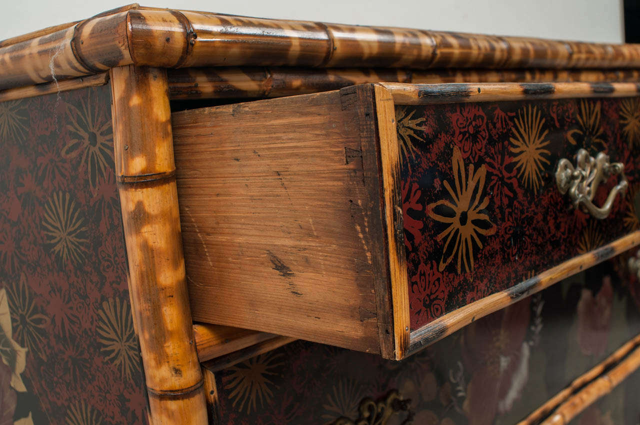 19th Century English Bamboo and Lacquer Chest of Drawers 1