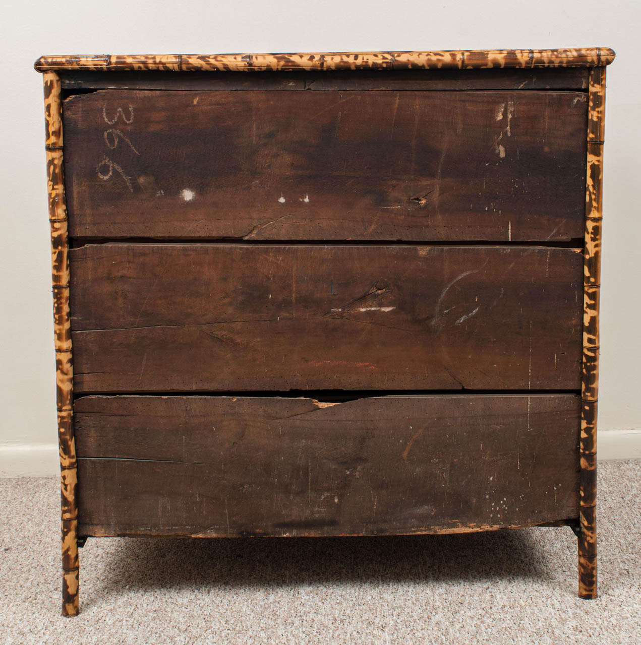 19th Century English Bamboo and Lacquer Chest of Drawers 3