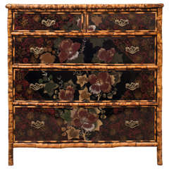 19th Century English Bamboo and Lacquer Chest of Drawers