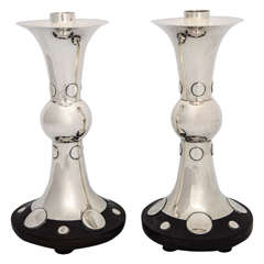 William Spratling Sterling and Rosewood Candlesticks