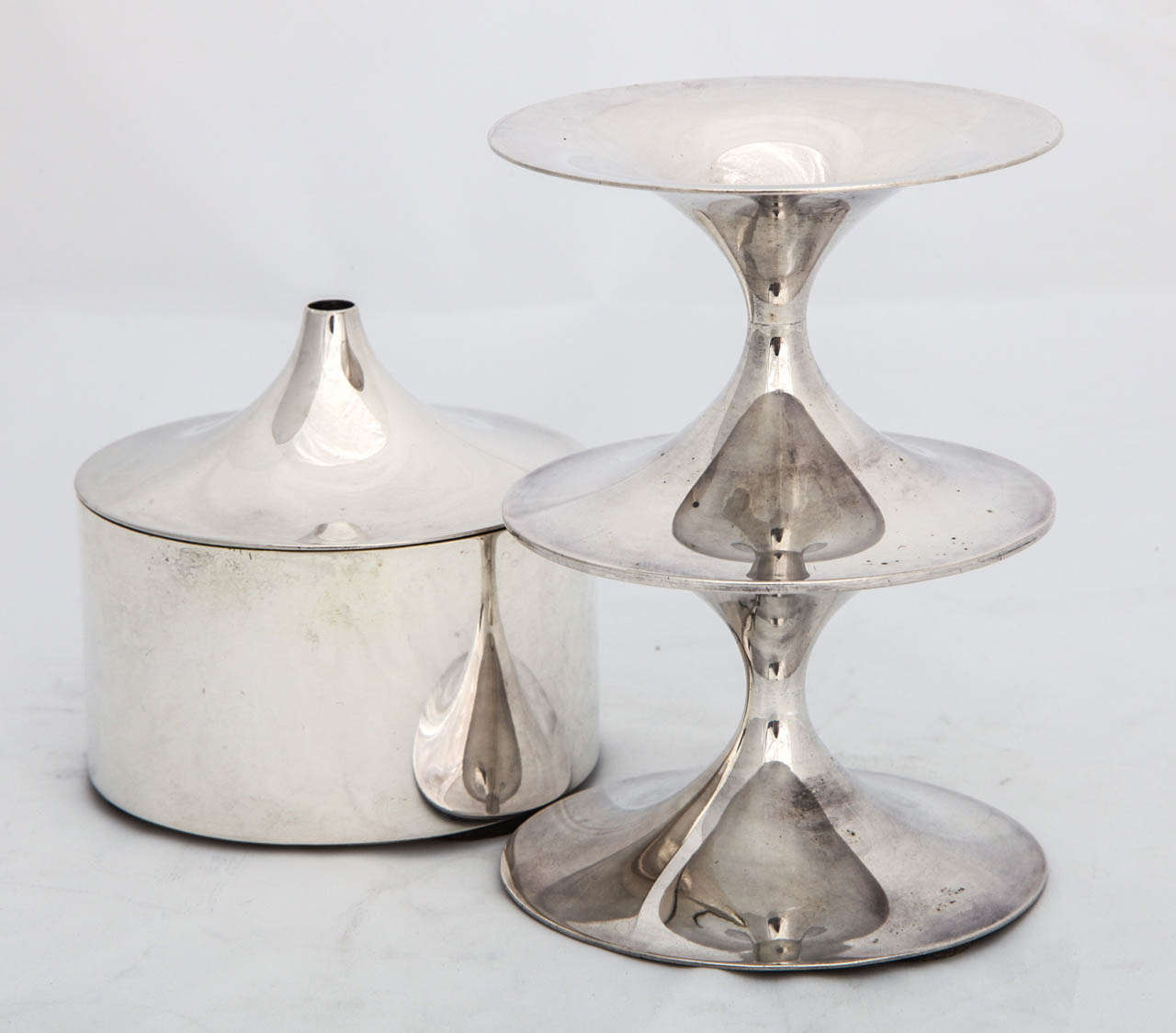 Christofle Sculptural Box and Vase by Lino Sabatini, France, circa 1958