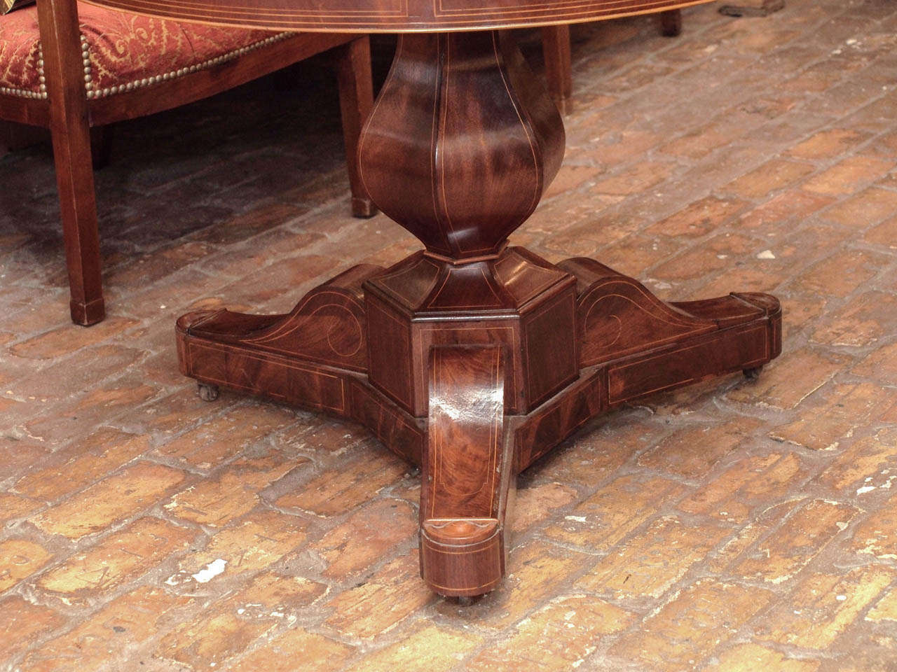 19th Century French Charles X Mahogany Gueridon with Unusual Marble Top