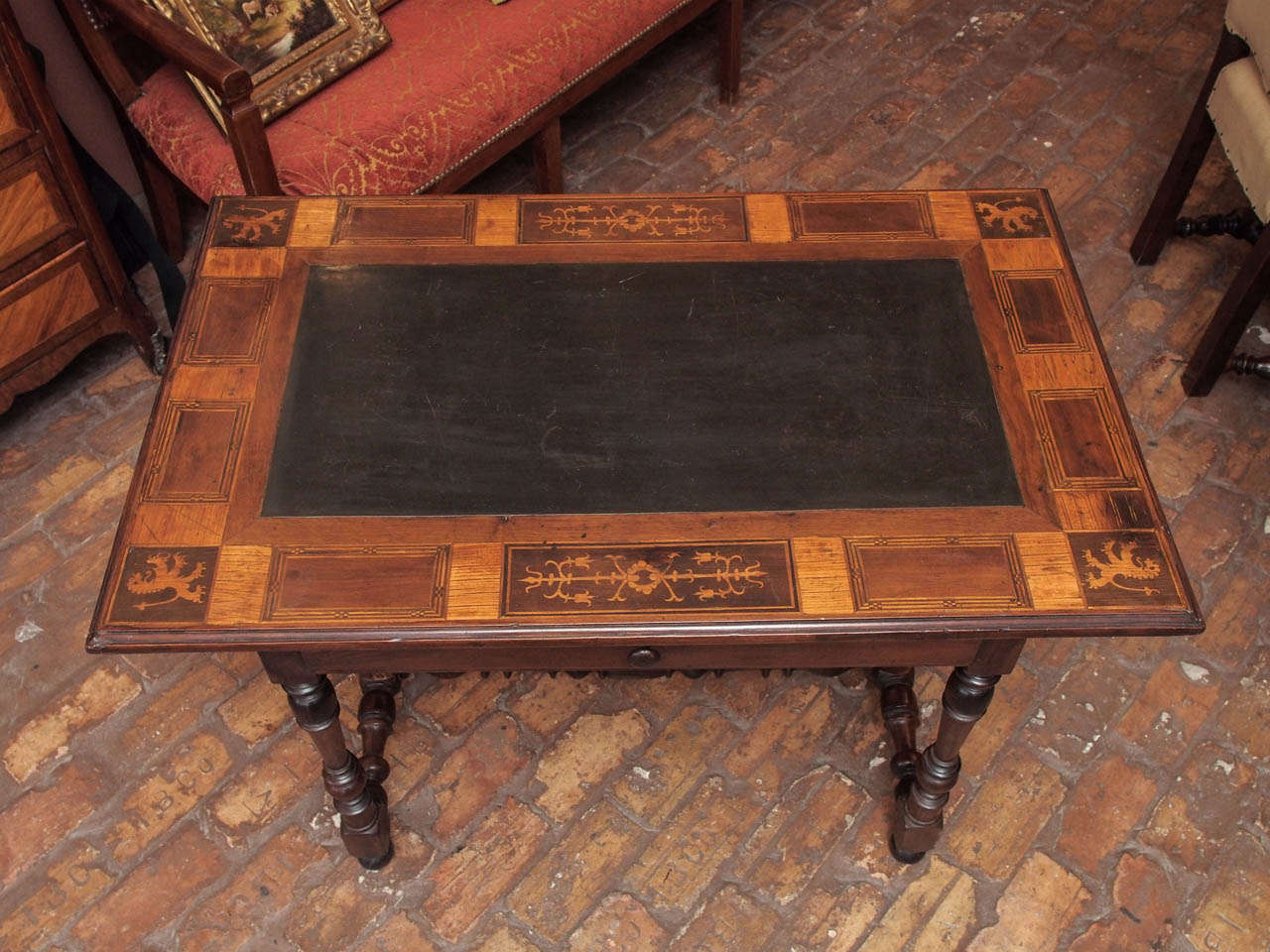 Hand-Carved Late 17th Century French Marquetry Table