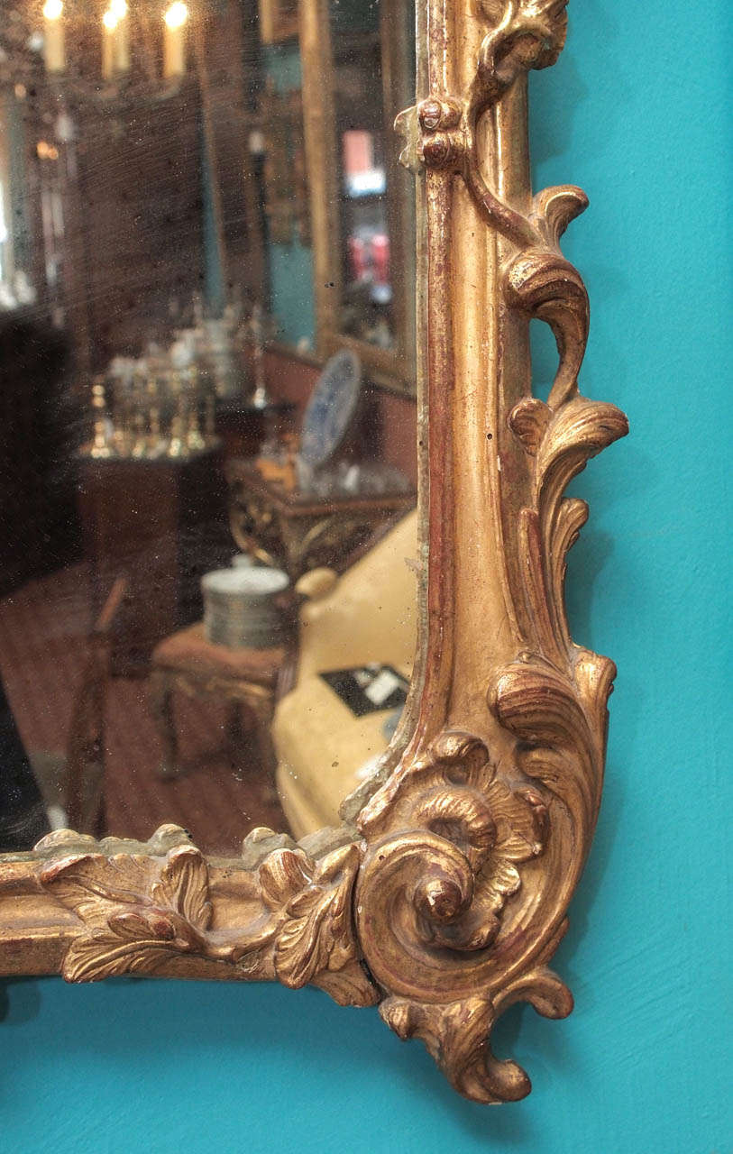Giltwood Very Fine French Regence Period Gilded Mirror For Sale