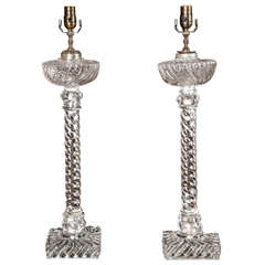 Pair of 19th Century French Baccarat Lamps