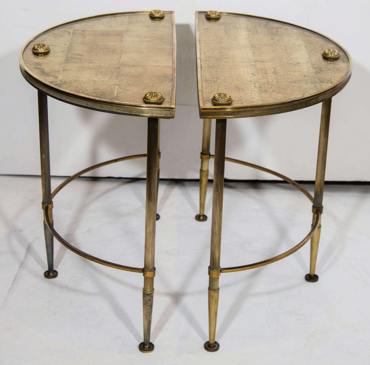 Directoire Style Cocktail Table Set with Gilt Eglomise Design by Maison Bagues 2