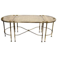 Directoire Style Cocktail Table Set with Gilt Eglomise Design by Maison Bagues