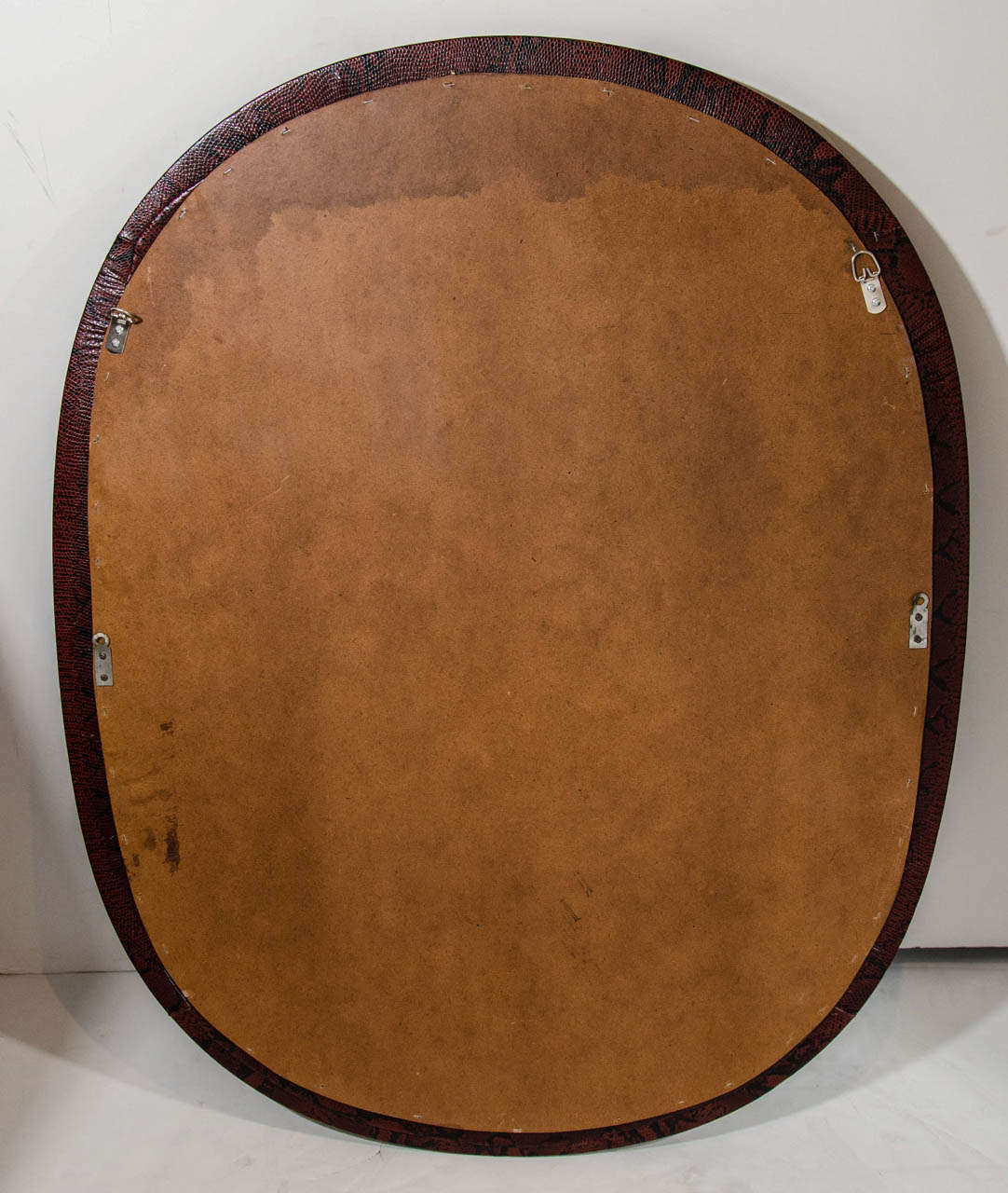 Mid-Century Modern Red Snakeskin Mirror in Embossed Leather 1