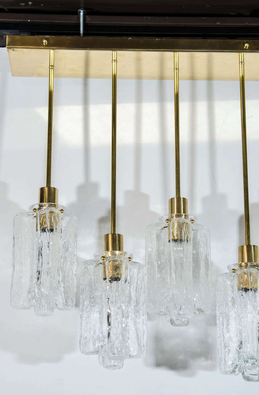 20th Century Granada Rectangular Suspended Ice Glass Chandelier by Kalmar