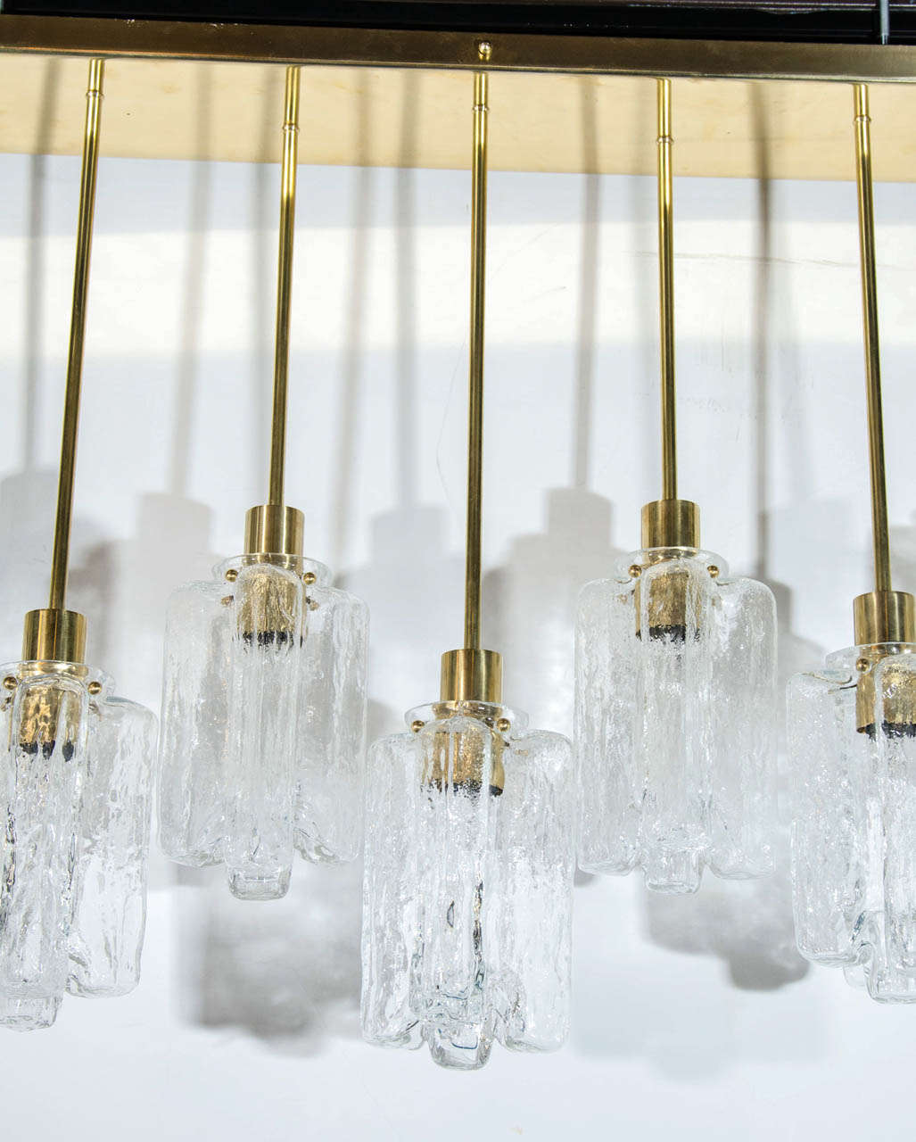 Granada Rectangular Suspended Ice Glass Chandelier by Kalmar 1