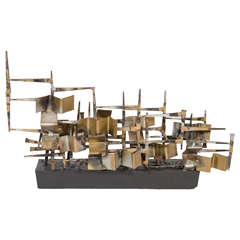 Mid-Century Mixed Metal Brutalist Sculpture Attributed to Silas Seandel