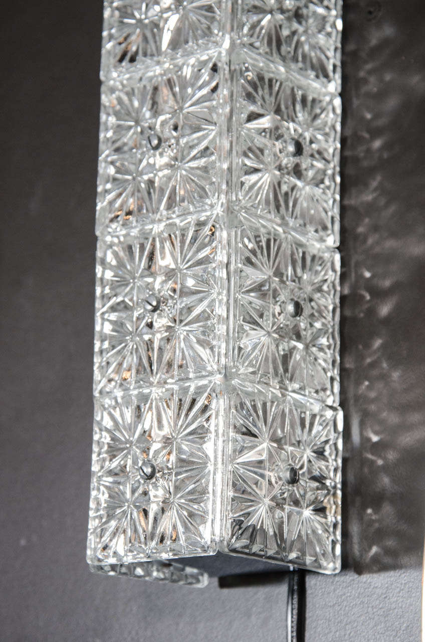 Pair of Modern Faceted Crystal Sconces Attributed to Kinkeldey In Excellent Condition In Fort Lauderdale, FL