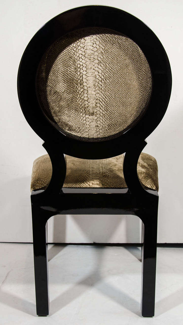 Pair of Hollywood Regency Side Chairs in Luxurious Embossed Velvet 1