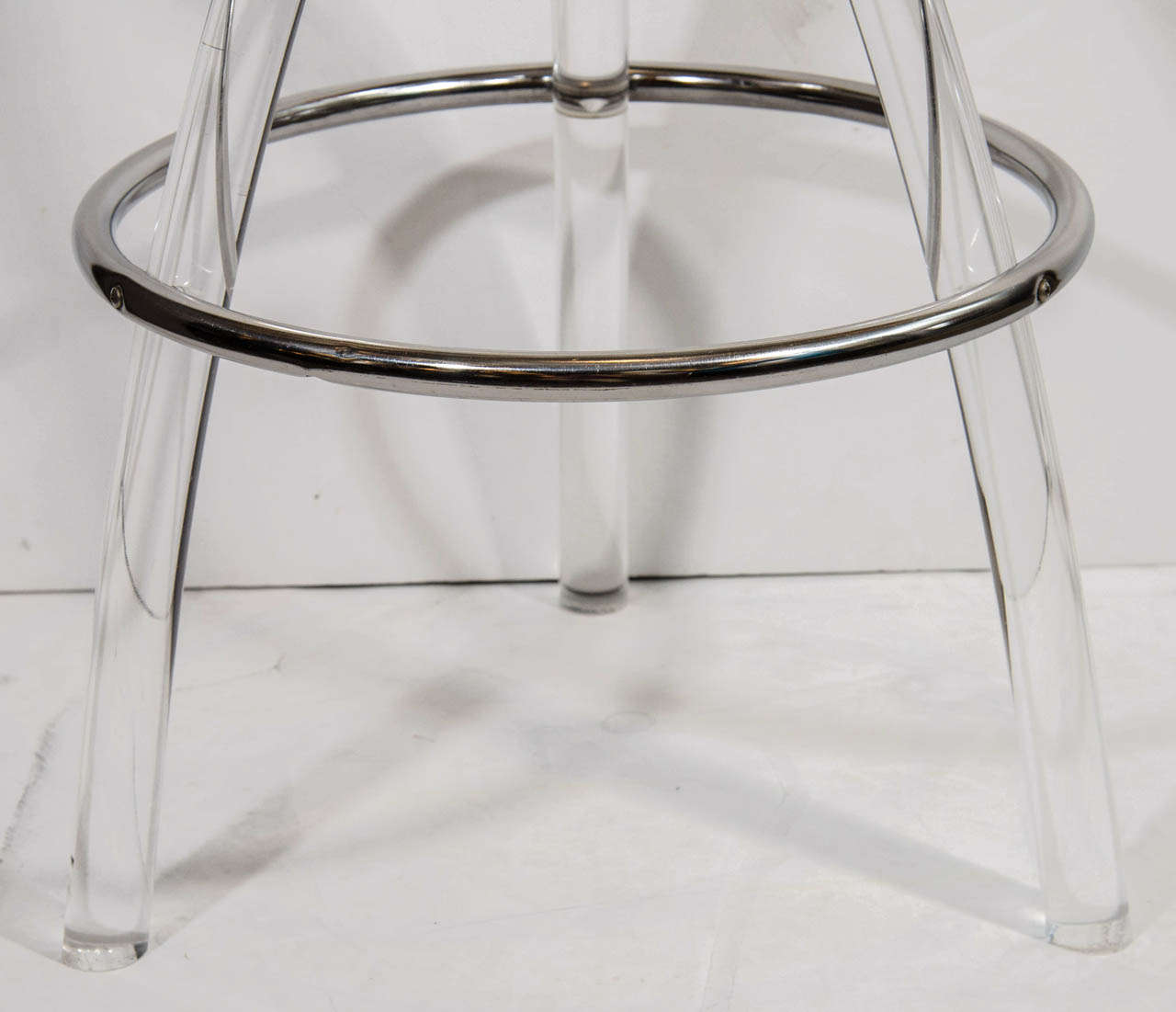 Italian Pair of Ultra Modernist Lucite Bar/Counter Stools