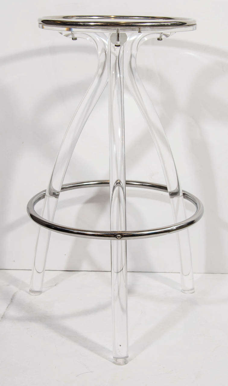 Mid-20th Century Pair of Ultra Modernist Lucite Bar/Counter Stools