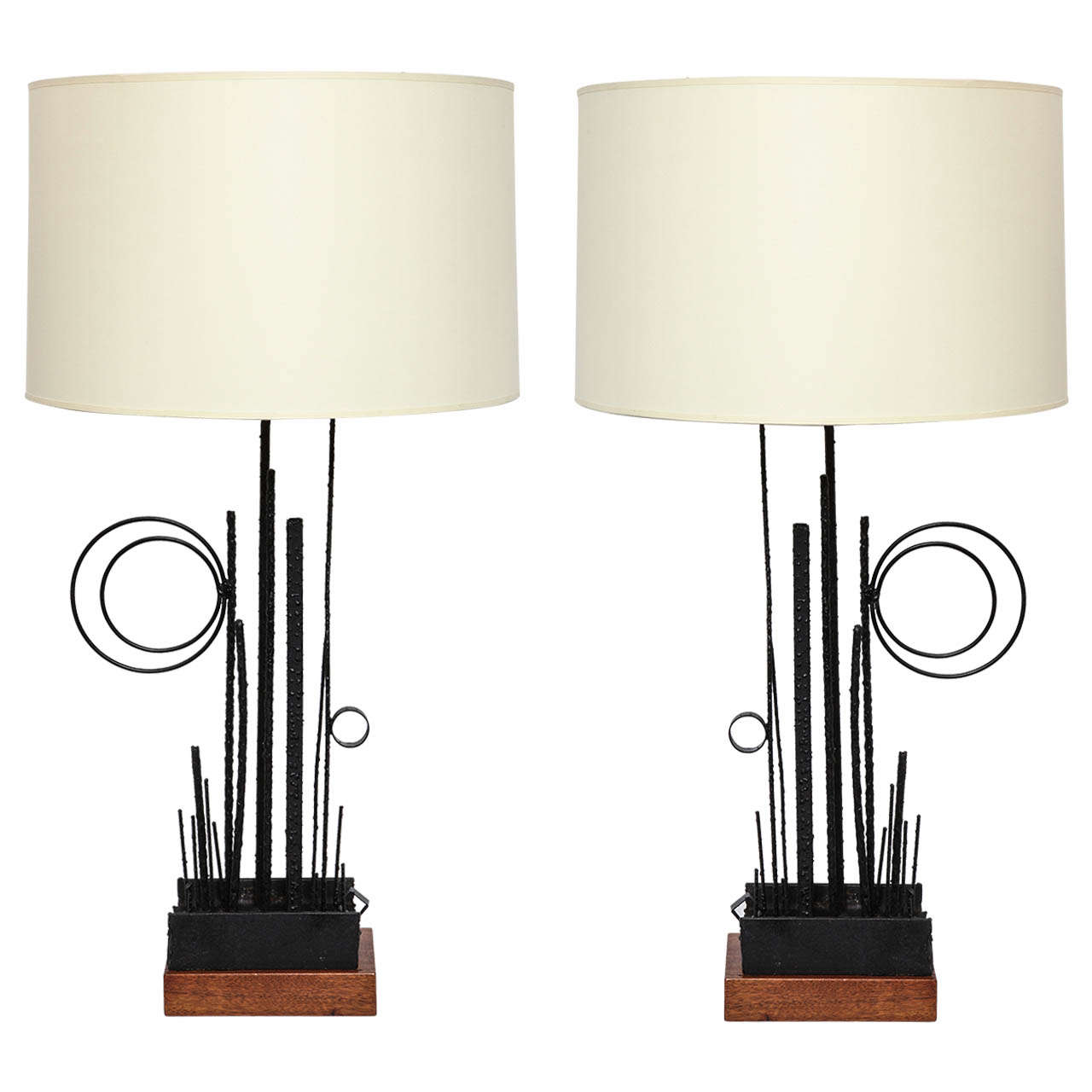 Table Lamps Pair Mid Century Modern Abstract Expressionist  1950's For Sale