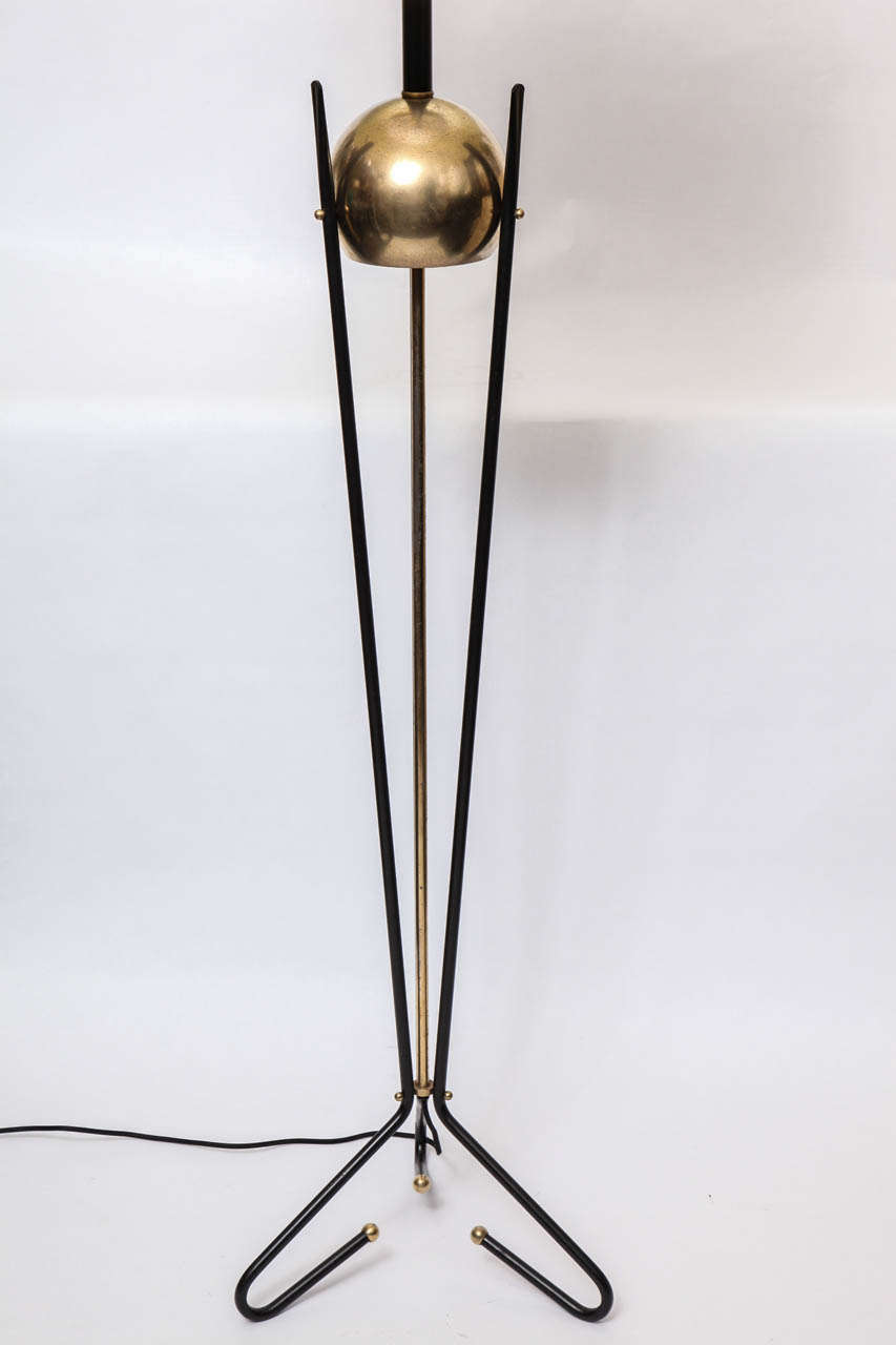Mid-Century Modern A 1940's  Art Moderne Brass And Iron Floor Lamp