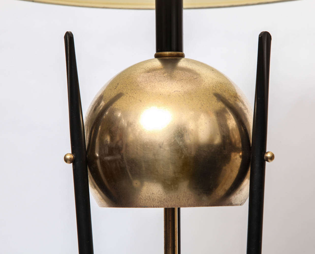 A 1940's  Art Moderne Brass And Iron Floor Lamp In Excellent Condition In New York, NY