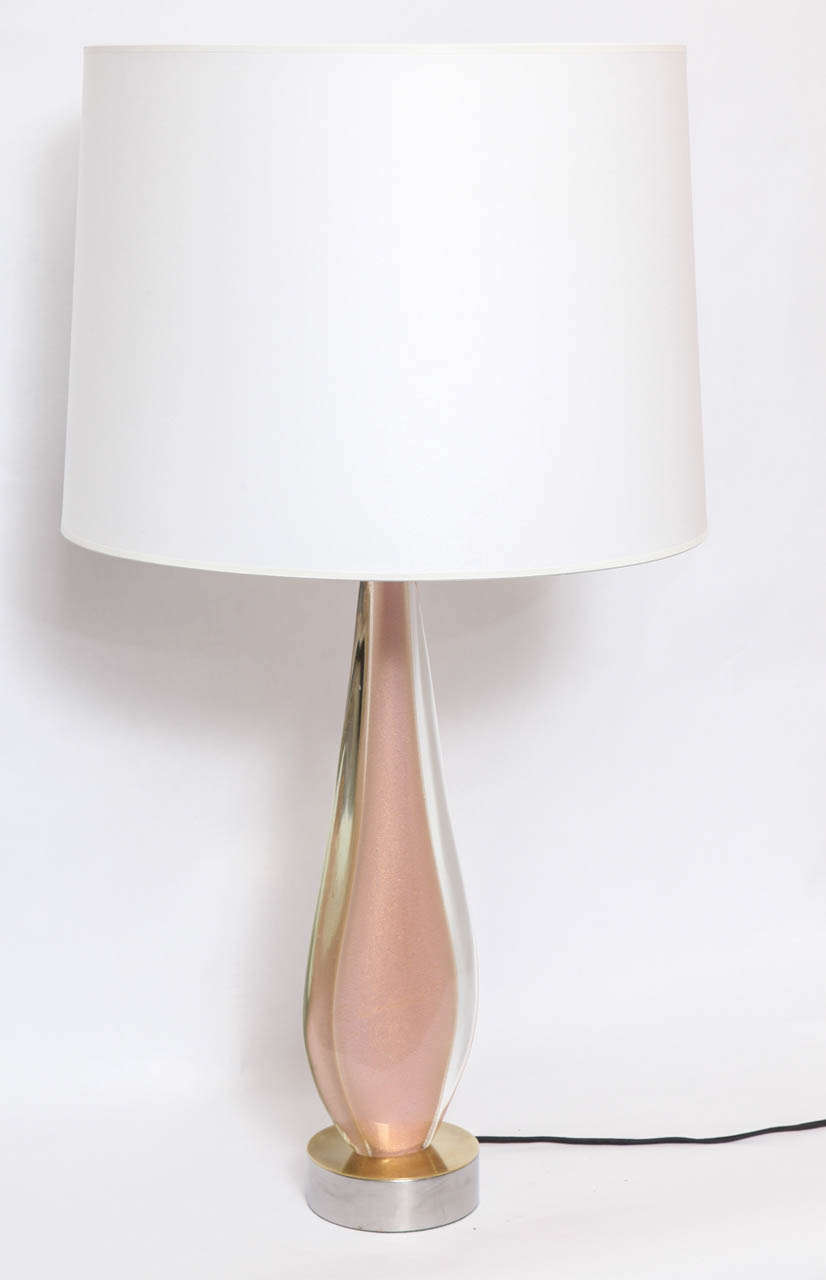 A 1950s Italian art glass table lamp by Seguso.
Shade not included