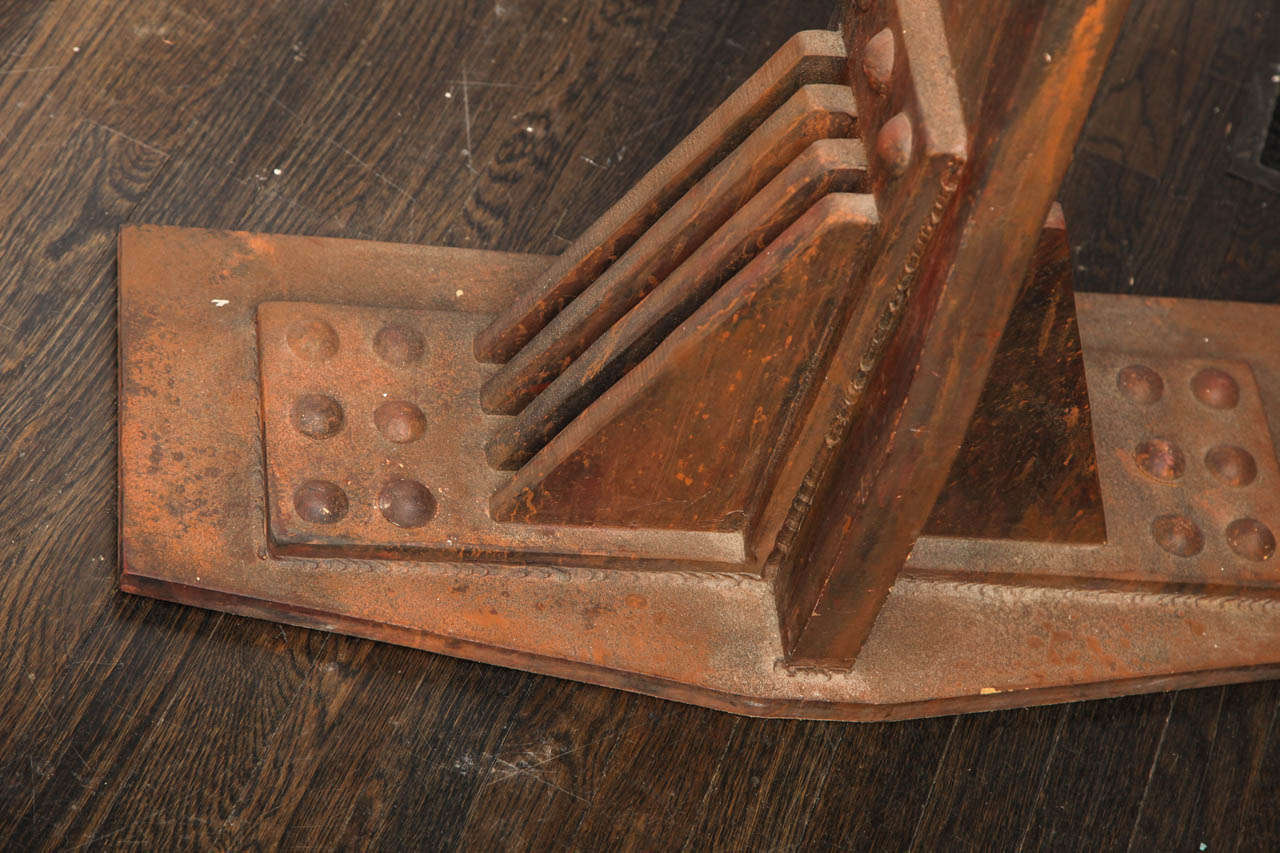 American 1950s Architectural Console Crafted of Wood with Faux Patinated Iron Finish For Sale