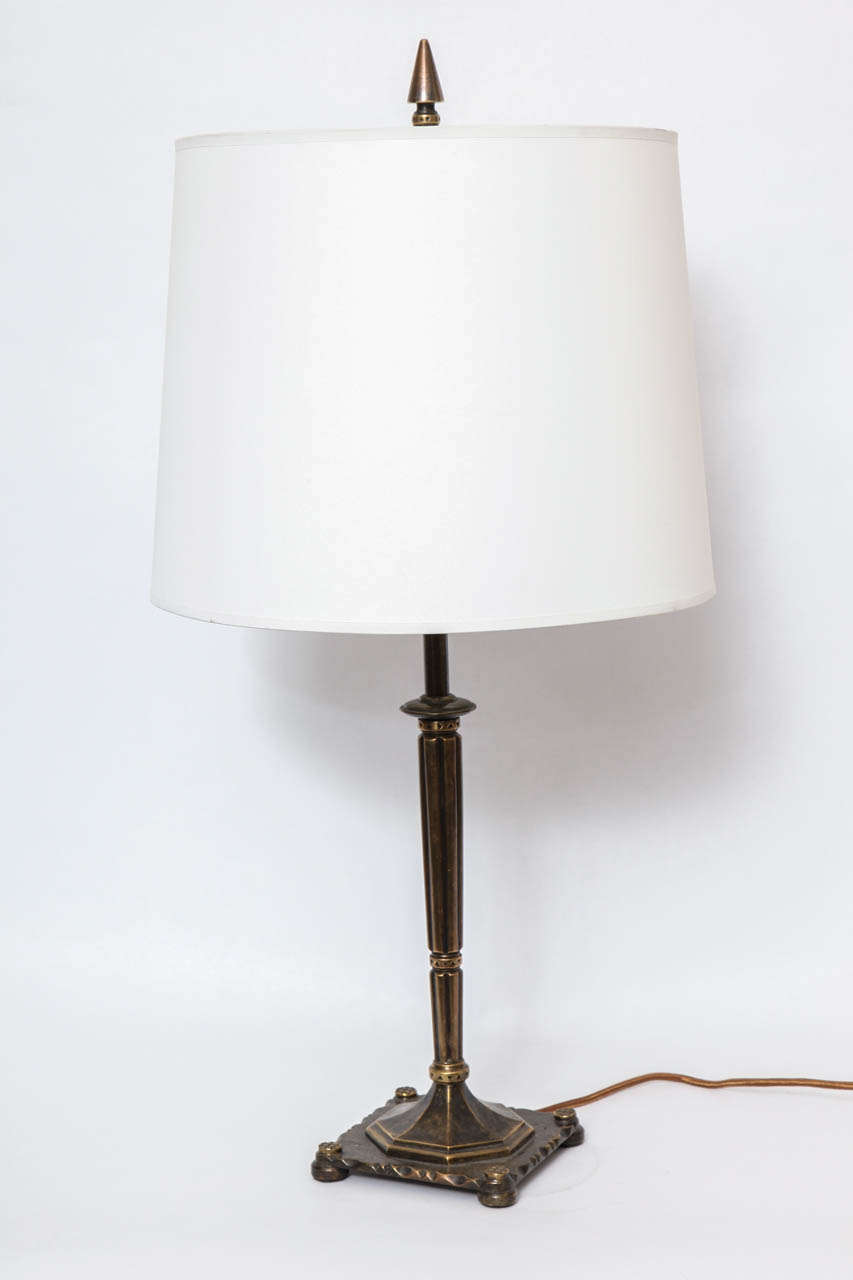 A 1920s Art Deco table lamp signed Oscar Bach.
Shade not included