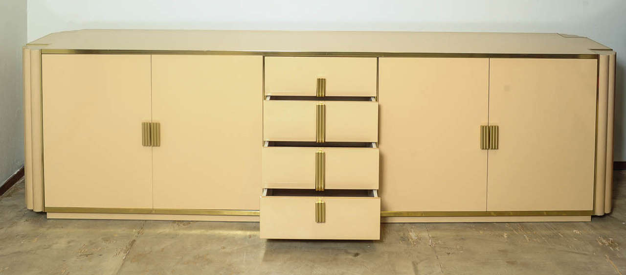 Mid-Century Modern Sideboard Credenza in Hollywood Regency Alain Delon for Maison Jansen, France