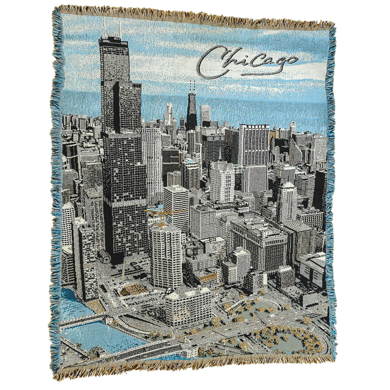 Plaid or Wall Hanging Depicting the Skyline of Chicago