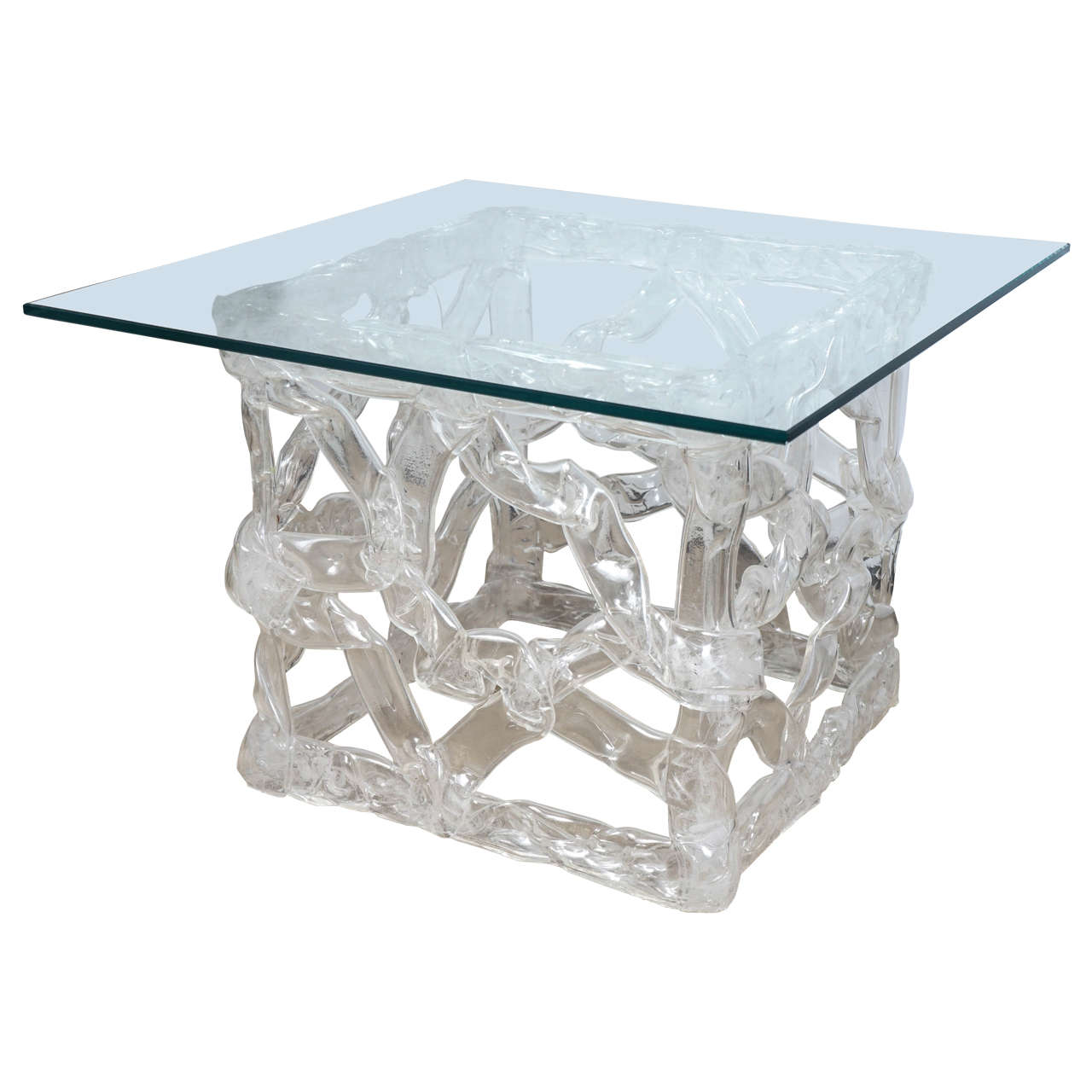 Lucite Table with Glass Top For Sale