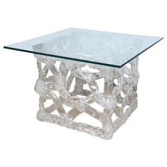 Lucite Table with Glass Top