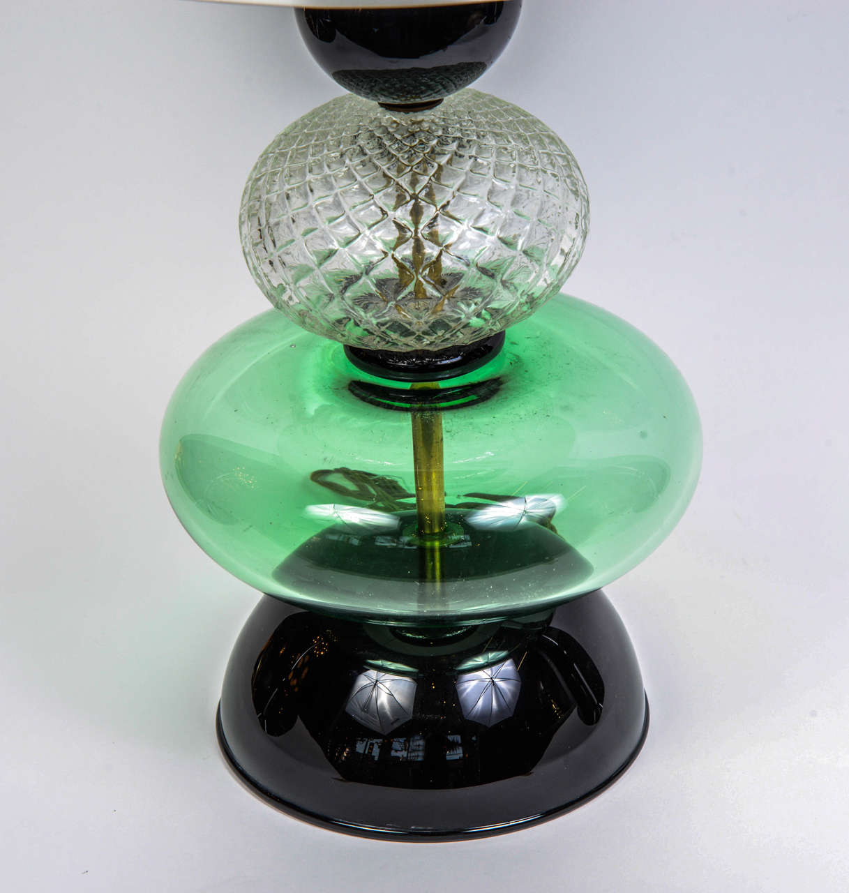 Mid-Century Modern Elegant Pair of Green Murano Glass Lamps
